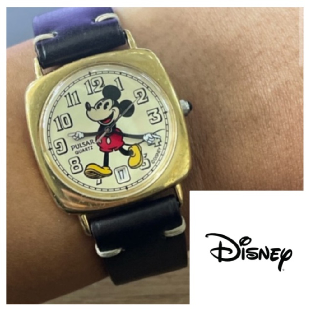 Seiko / Pulsar Mickey Mouse Calendar Gold Watch
